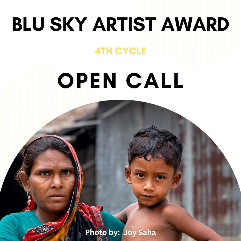 a picture of a woman and a child with the words blue sky artist award