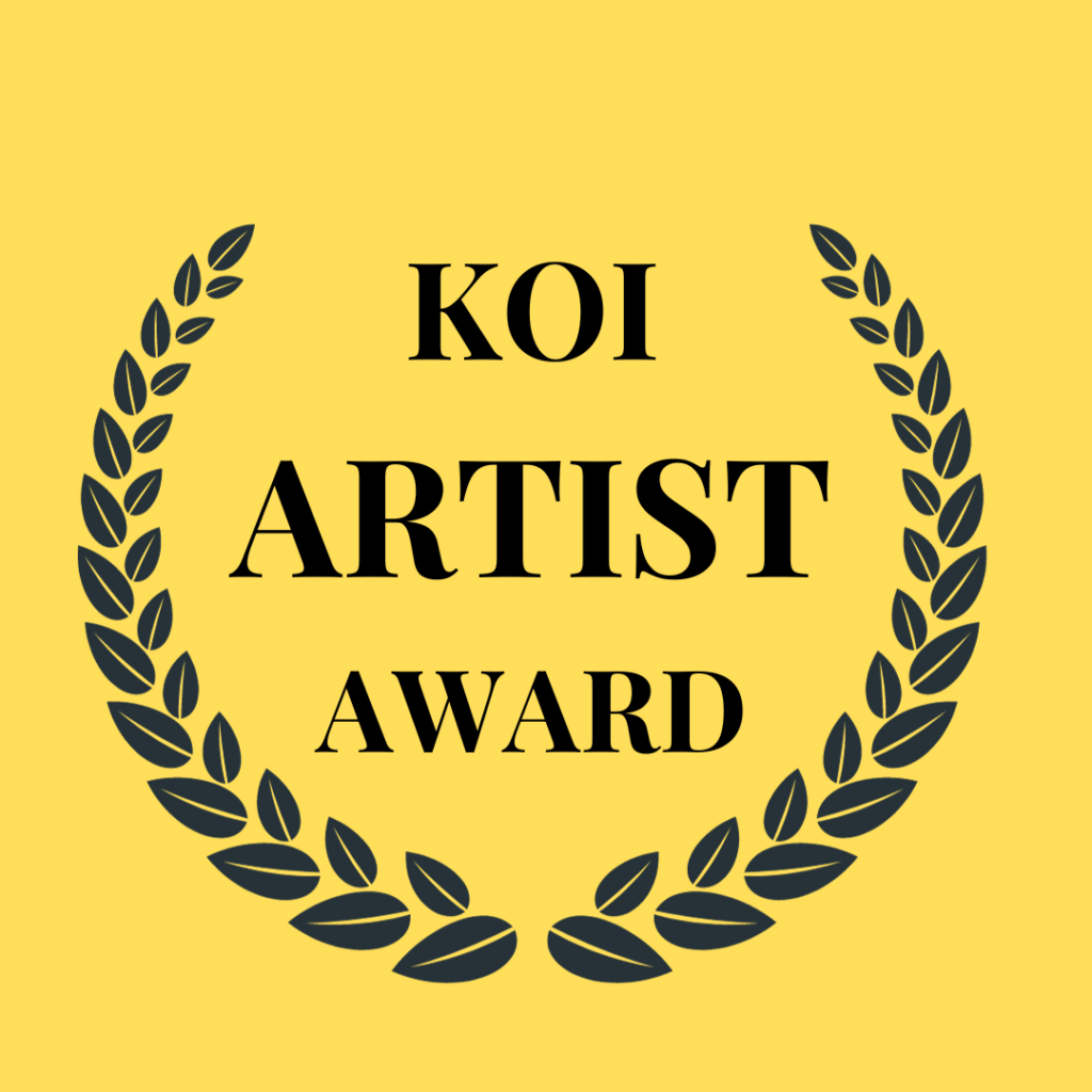 Koi Artist Award in black text on a yellow background