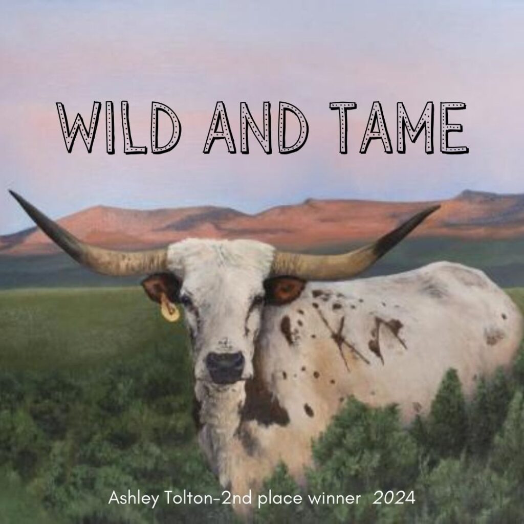 Long horn cow with the title Wild and Tame in text